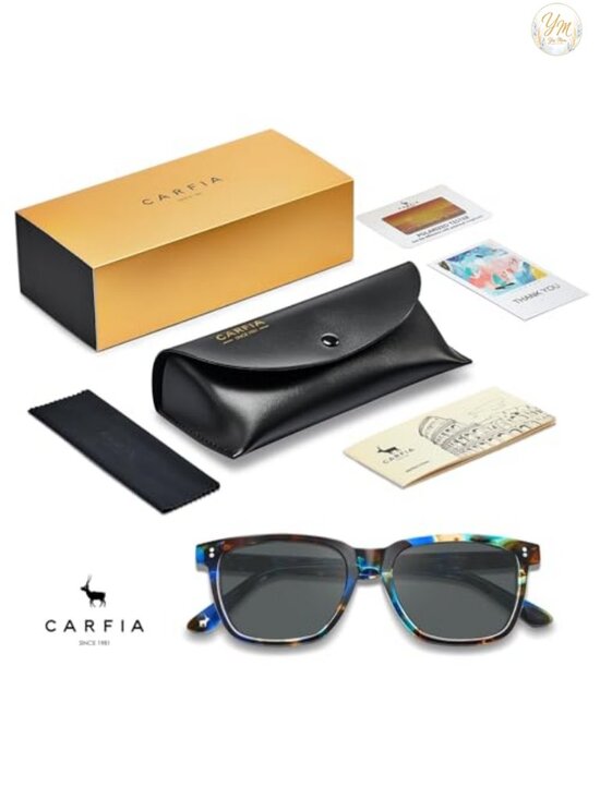Handcrafted Acetate Square Sunglasses for Women UV400 Polarized Shatterproof
